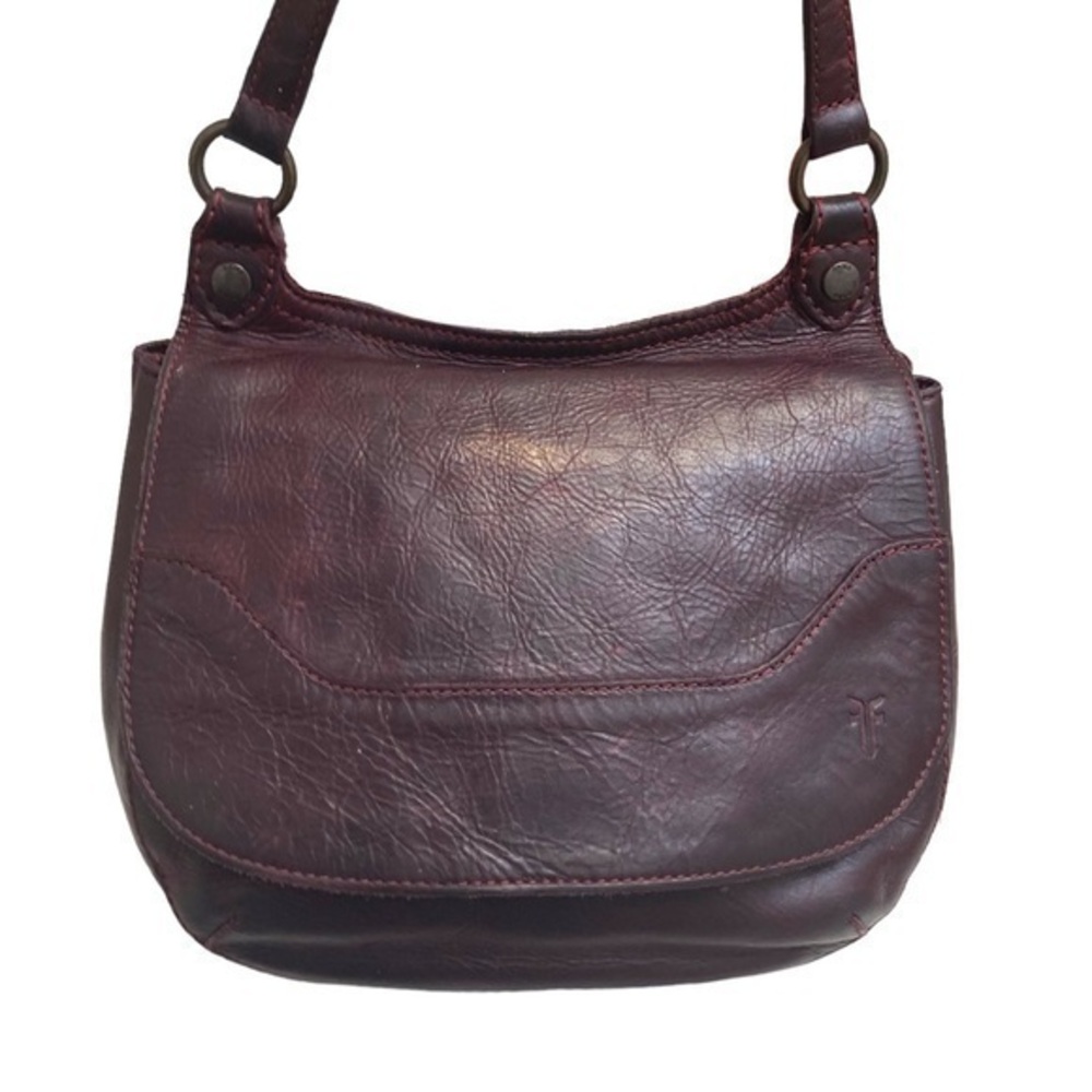 Frye Burgundy leather Melissa crossbody saddle messenger bag